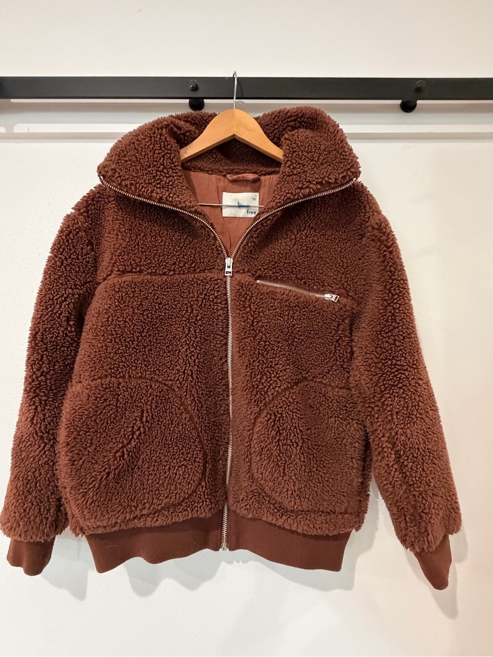 Wilfred Free Teddy Bomber Jacket Brown Small Aritzia